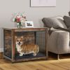 Wooden Dog Crate Furniture with Tray and Double Door